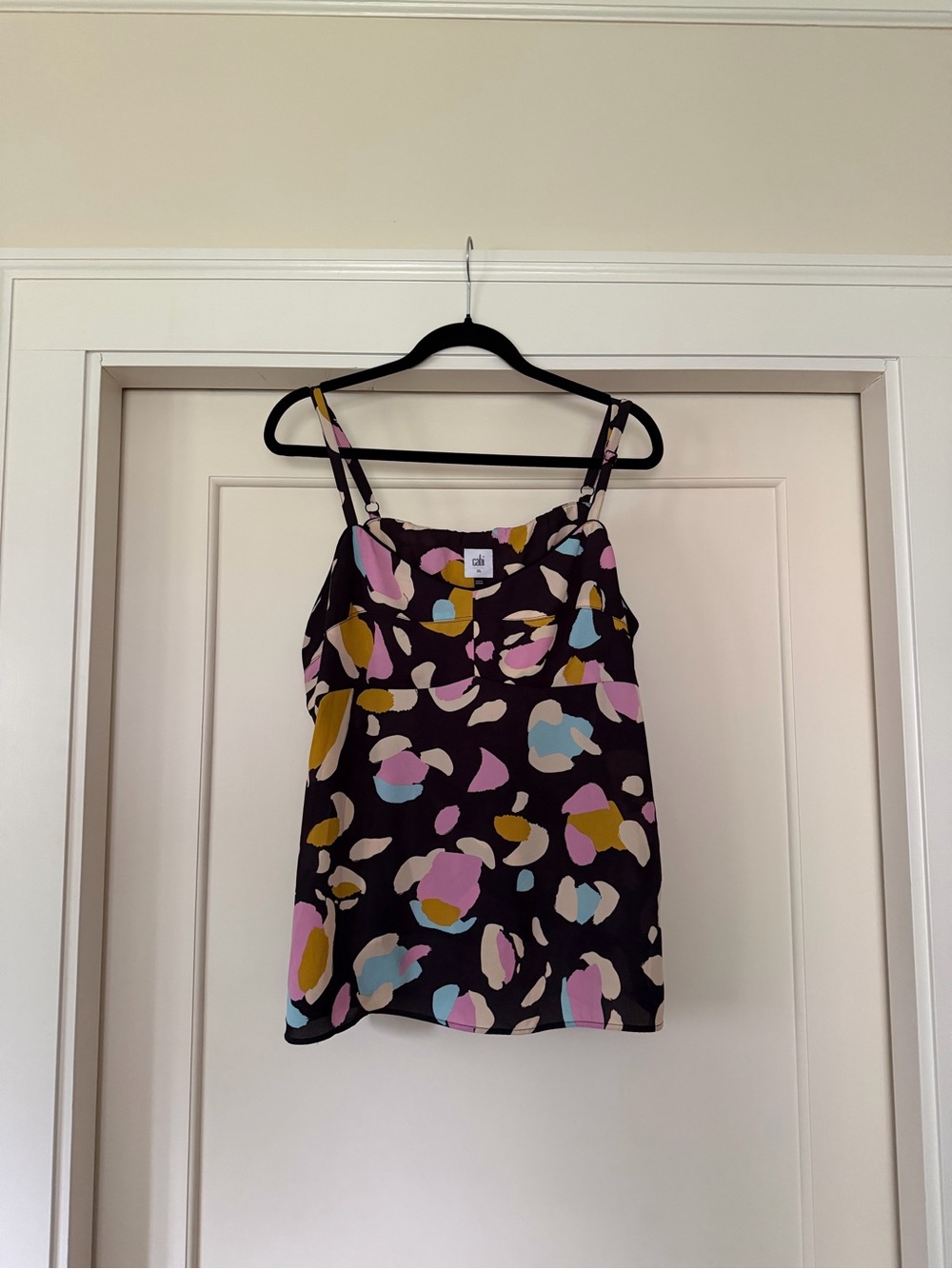 Cabi Black Pink Abstract Print Sleeveless Cami Tank Top Size XL Style 6629
